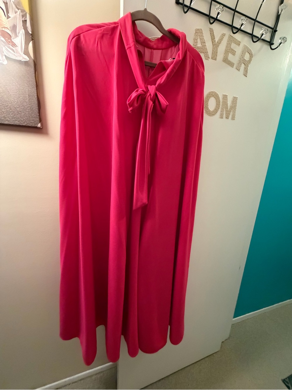 MISSLOOK Hot Pink Tie-Neck Cape Top